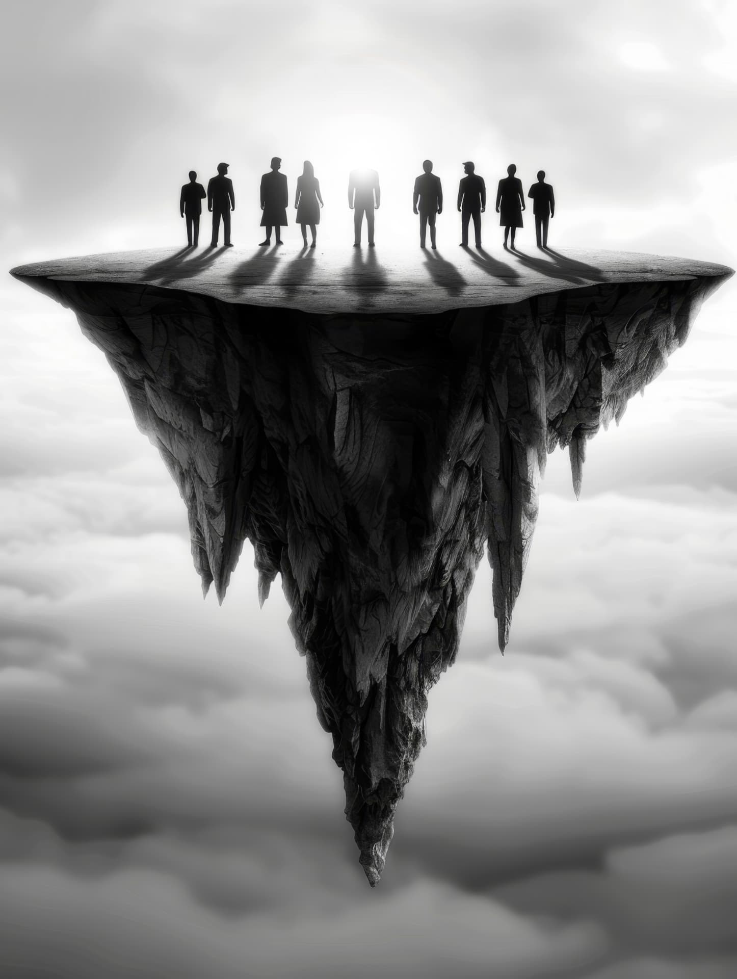 Leadership and delivery team silhouetted against the sky